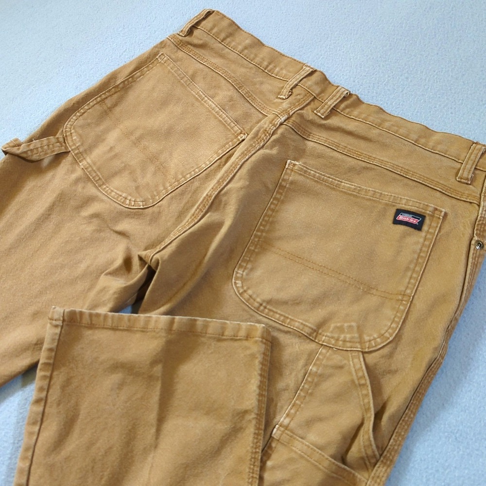 Genuine Dickies Mens Carpenter Pants Tan Brown Duck Canvas Utility 34x30